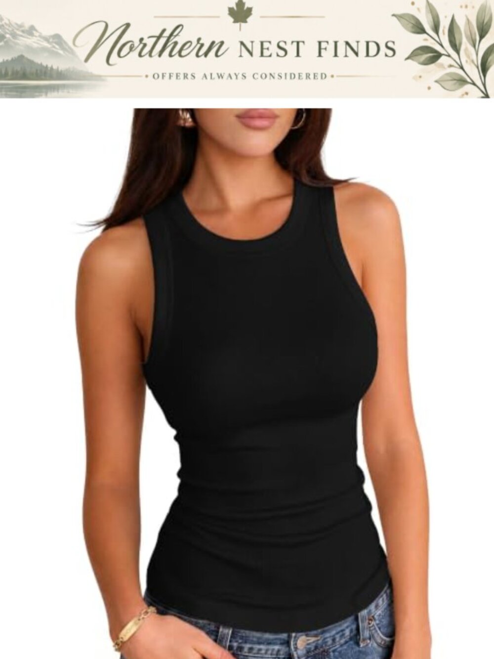 Women Ribbed Knit Racerback Fitted Tank Top Sleeveless Summer Basic